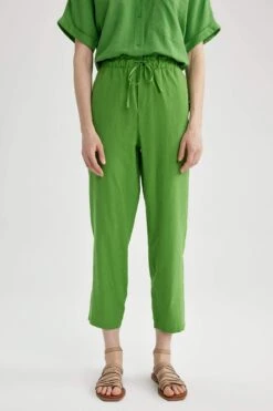 DeFacto Jogger Kısa Paça Keten Karışımlı Pantolon -Tunik Style Z2582AZ 23SM GN1186 07 01