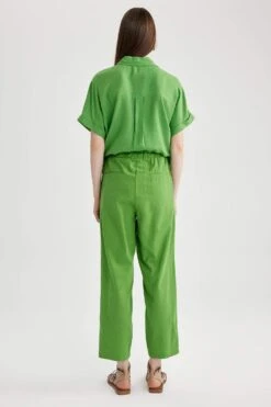DeFacto Jogger Kısa Paça Keten Karışımlı Pantolon -Tunik Style Z2582AZ 23SM GN1186 09 01