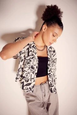 DeFacto Coool Regular Fit Pijama Yaka Baskılı Kısa Kollu Gömlek