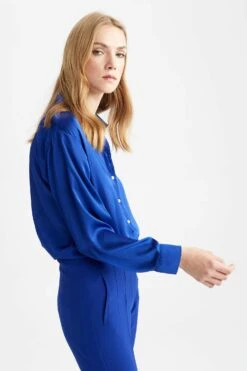 DeFacto Regular Fit Saten Uzun Kollu Gömlek -Tunik Style Z2989AZ 22AU BE114 05 01