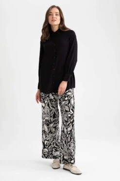 DeFacto Regular Fit Gömlek Yaka Uzun Kollu Tunik -Tunik Style Z3538AZ 23SM BK27 06 02