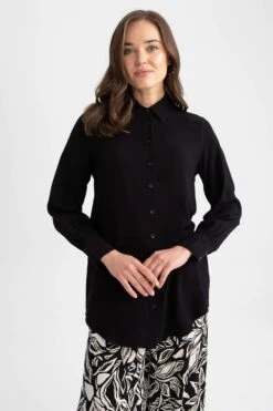 DeFacto Regular Fit Gömlek Yaka Uzun Kollu Tunik -Tunik Style Z3538AZ 23SM BK27 08 02