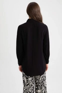 DeFacto Regular Fit Gömlek Yaka Uzun Kollu Tunik -Tunik Style Z3538AZ 23SM BK27 10 01
