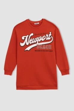 DeFacto Relax Fit Bisiklet Yaka Slogan Baskılı İçi Yumuşak Tüylü Sweatshirt Tunik -Tunik Style Z4208AZ 23SP RD44 09 01