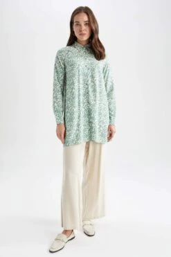 DeFacto Regular Fit Gömlek Yaka Baskılı Uzun Kollu Tunik 17 DeFacto Regular Fit Gömlek Yaka Baskılı Uzun Kollu Tunik -Tunik Style Z5833AZ 23SP TR377 06 02