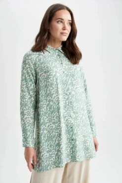 DeFacto Regular Fit Gömlek Yaka Baskılı Uzun Kollu Tunik 18 DeFacto Regular Fit Gömlek Yaka Baskılı Uzun Kollu Tunik -Tunik Style Z5833AZ 23SP TR377 07 01