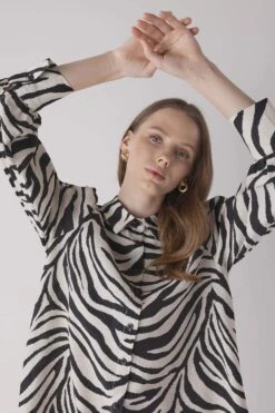 DeFacto Regular Fit Zebra Desenli Uzun Kollu Tunik