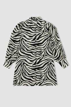 DeFacto Regular Fit Zebra Desenli Uzun Kollu Tunik -Tunik Style Z5838AZ 23SP BK27 08 01