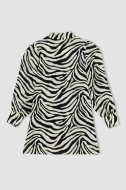 DeFacto Regular Fit Zebra Desenli Uzun Kollu Tunik -Tunik Style Z5838AZ 23SP BK27 10 01