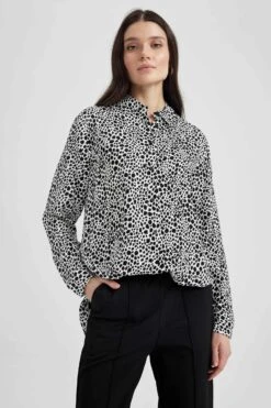 DeFacto Traditional Etnik Desenli Uzun Kollu Tunik -Tunik Style Z6188AZ 23SP BK27 03 03