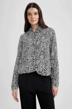 DeFacto Traditional Etnik Desenli Uzun Kollu Tunik -Tunik Style Z6188AZ 23SP BK27 04 02