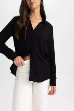 DeFacto Regular Fit Gömlek Yaka Uzun Kollu Gömlek -Tunik Style Z6472AZ 23AU BK81 04 01