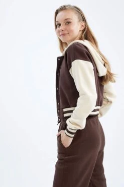 DeFacto Kolej Yaka Crop Bomber Ceket