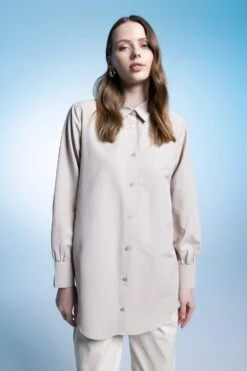 DeFacto Regular Fit Gömlek Yaka Poplin Uzun Kollu Tunik -Tunik Style Z8913AZ 23SP BG187 03 05
