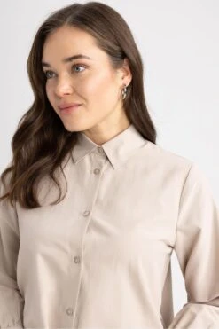 DeFacto Regular Fit Gömlek Yaka Poplin Uzun Kollu Tunik -Tunik Style Z8913AZ 23SP BG187 09 03