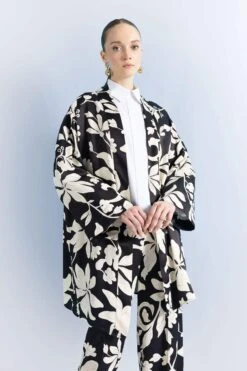 DeFacto Relax Fit Baskılı Saten Uzun Kollu Tunik