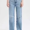 DeFacto X Wiser Wash 90's Wide Leg Yırtık Detaylı Kesik Uç Paça Jean %100 Pamuk Pantolon -Tunik Style Z9720AZ 23SP NM28 01 04